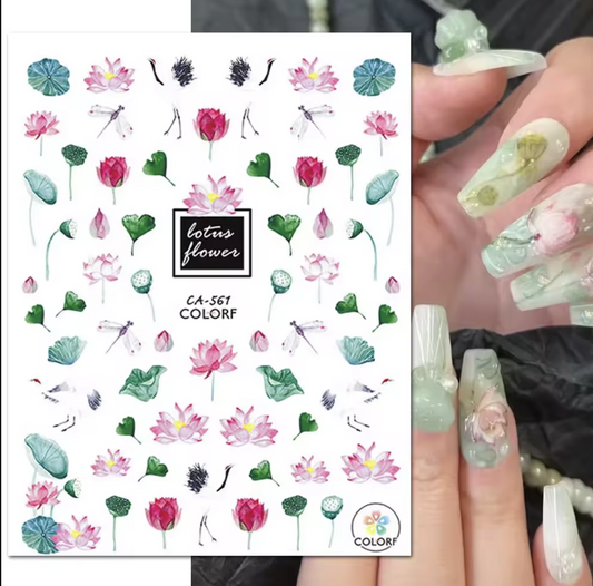 Lotus and Leaves Nail Sticker