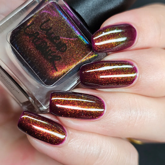 Lurid Lacquer Autumnal Beauty (Aurora) Maroon Holographic Nail Polish ILMP
