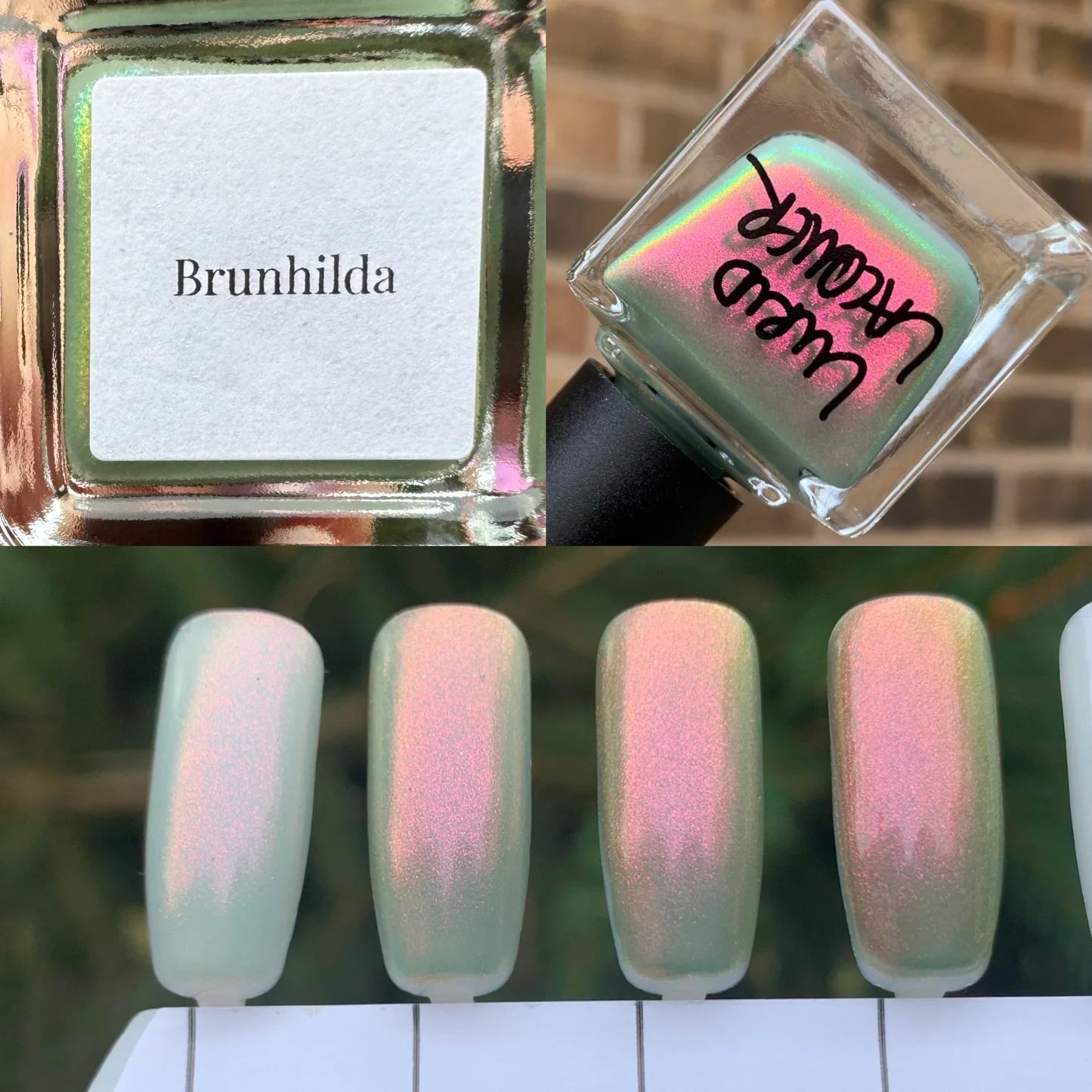 Lurid Lacquer- Brunhilda Green Pink Iridescent Nail Polish ILMP