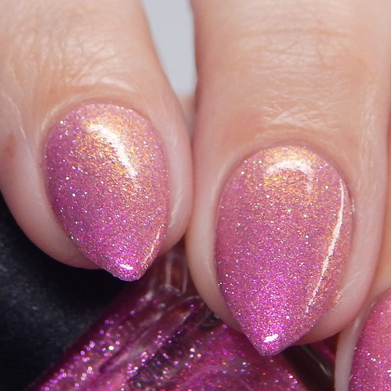 Lurid Lacquer- Be Brave and Just Pink Orange Gold Reflective Glitter Nail Polish