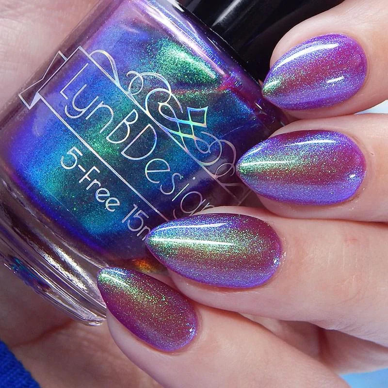 LynB Designs- Fair Isle Magenta Purple Green Nail Polish I Love My Polish