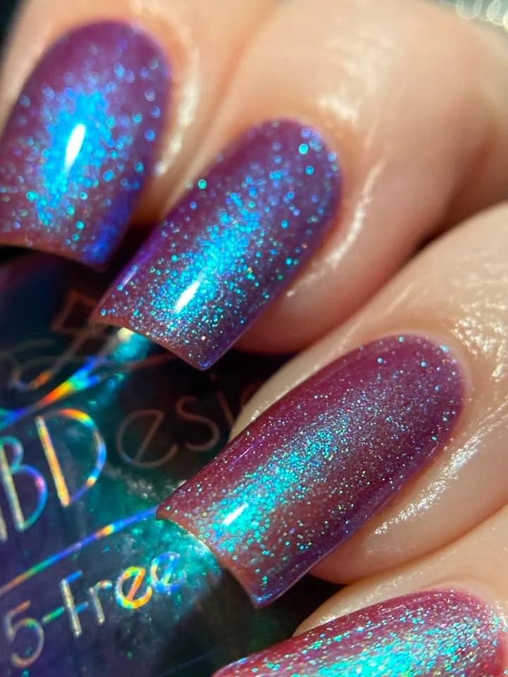 LynB Designs- Fair Isle Magenta Purple Green Nail Polish I Love My Polish