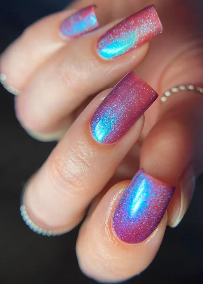 LynB Designs- Fair Isle Magenta Purple Green Nail Polish I Love My Polish