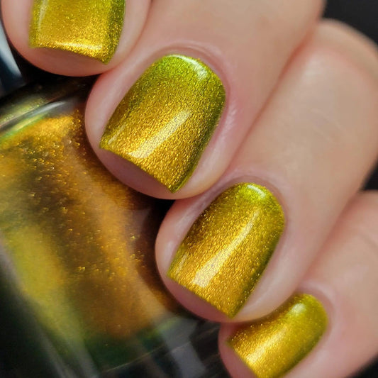 LynB Designs- Oh Look, Its Scowly Face Yellow Green Copper Nail Polish I Love My Polish