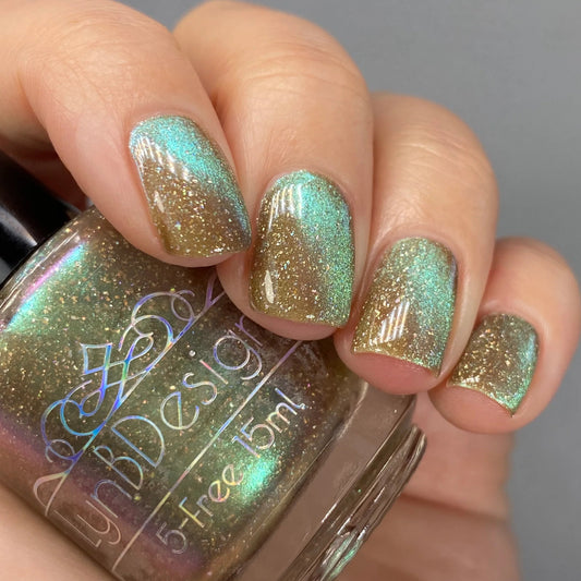 LynB Designs- Phantom Piper Olive Green Blue Magnetic Nail Polish I Love My Polish