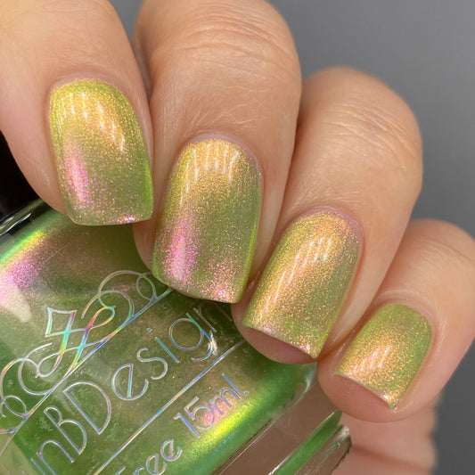 LynB Designs- Sweet Pair of Limes Green Pink Iridescent Nail Polish I Love My Polish