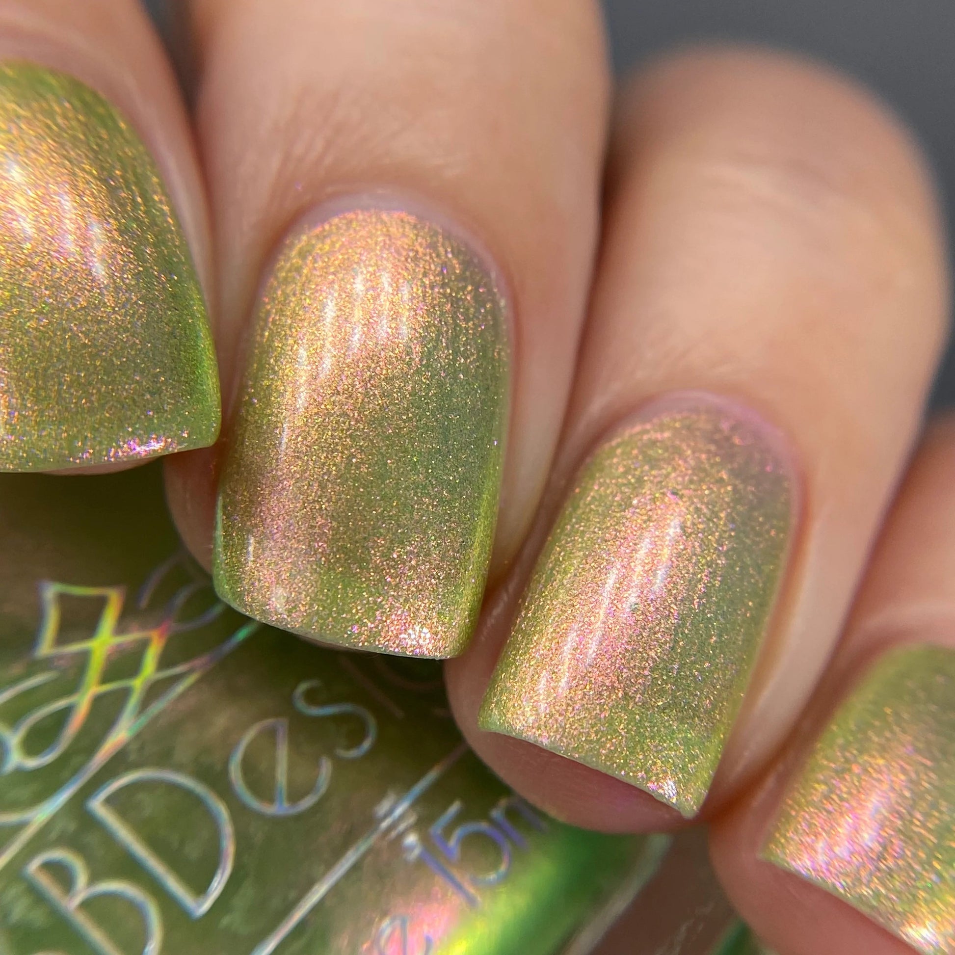 LynB Designs- Sweet Pair of Limes Green Pink Iridescent Nail Polish I Love My Polish