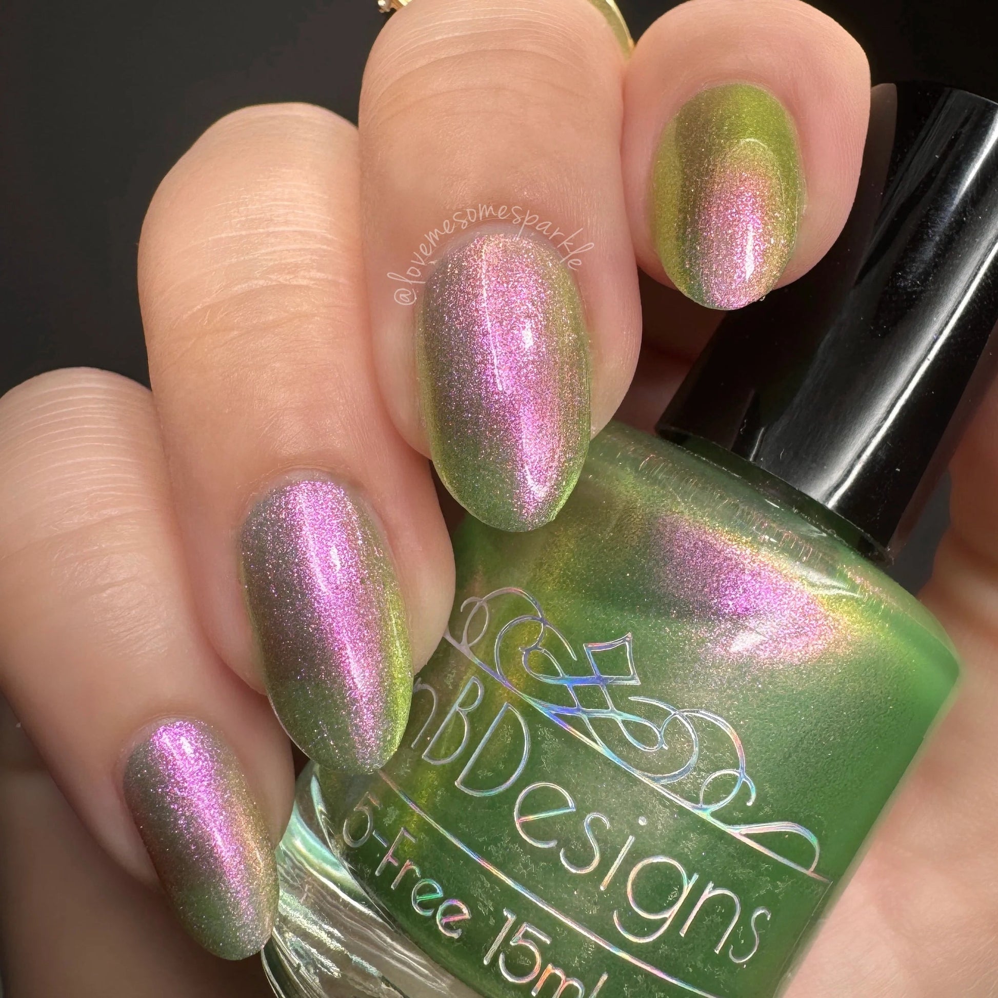 LynB Designs- Sweet Pair of Limes Green Pink Iridescent Nail Polish I Love My Polish