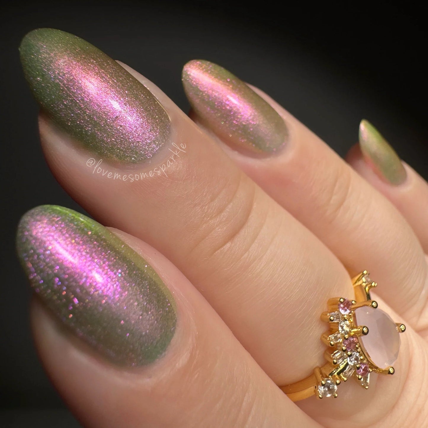 LynB Designs- Sweet Pair of Limes Green Pink Iridescent Nail Polish I Love My Polish