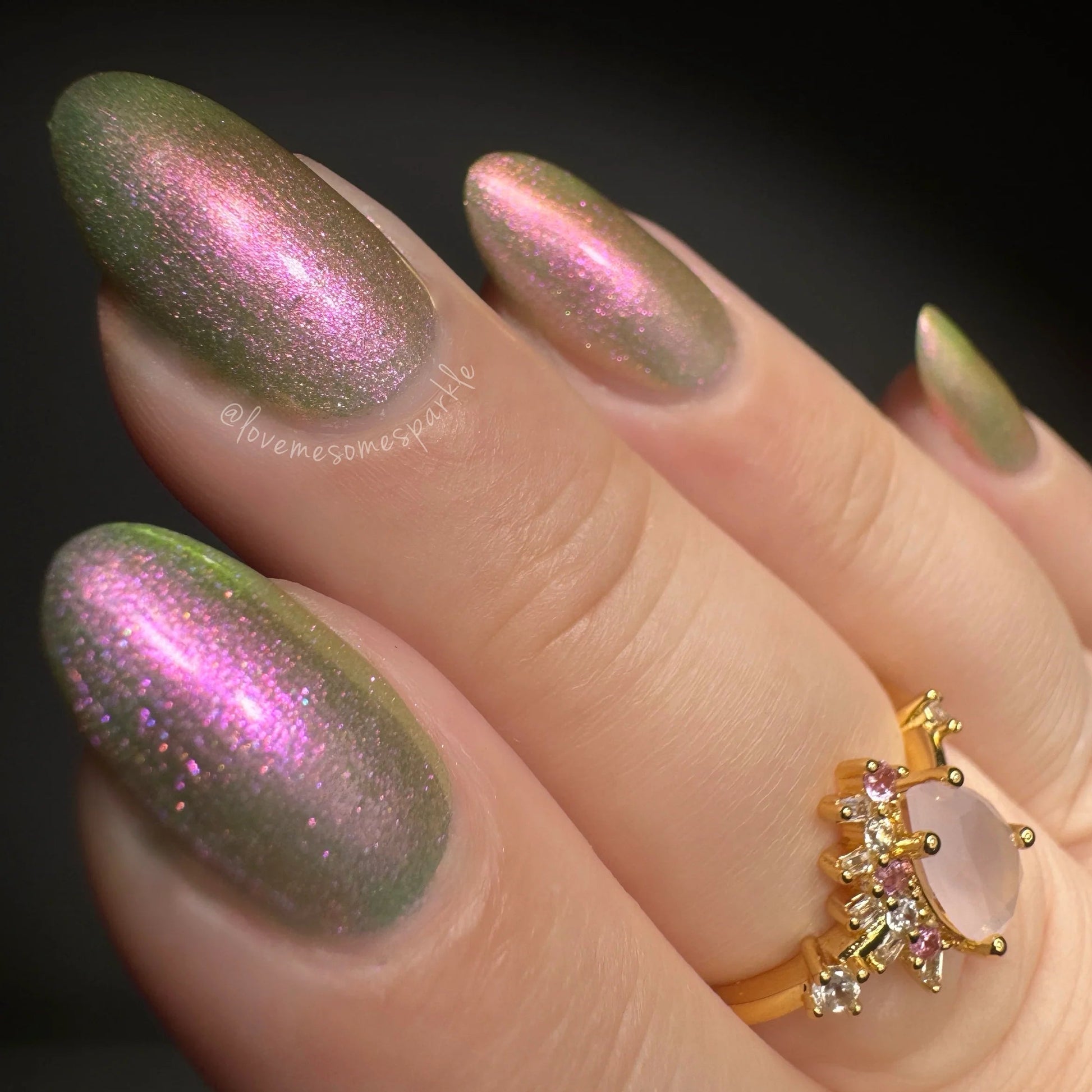 LynB Designs- Sweet Pair of Limes Green Pink Iridescent Nail Polish I Love My Polish