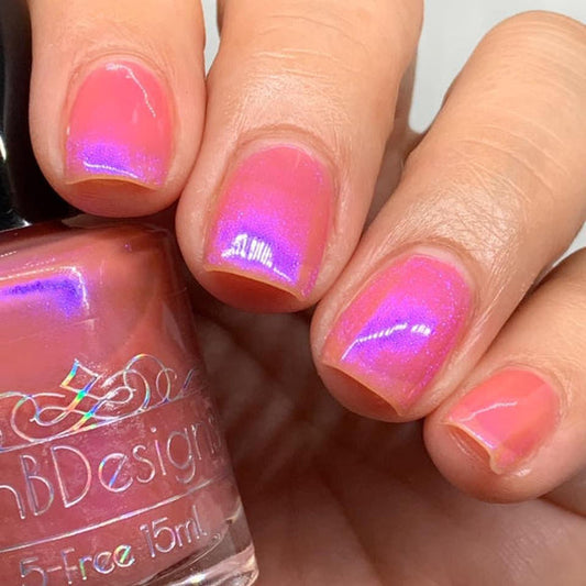 Lynb Design- Wholly Free and Amongst the Stars Peach Blue Iridescent Nail Polish I Love My Polish