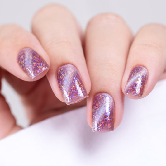 Masura- Daode Blooming Infinity Pink with silk holographic glitter and four types of micas Nail Polish I Love My Polish