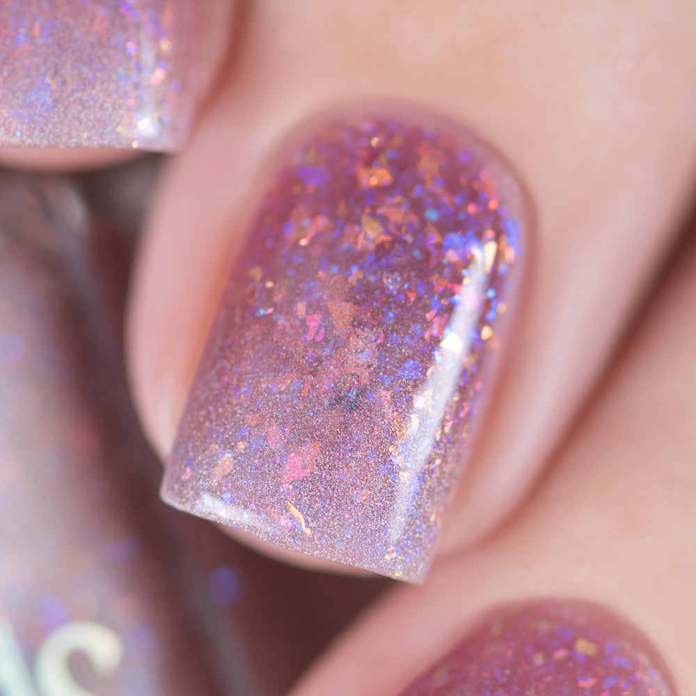 Masura- Daode Blooming Infinity Pink with silk holographic glitter and four types of micas Nail Polish I Love My Polish
