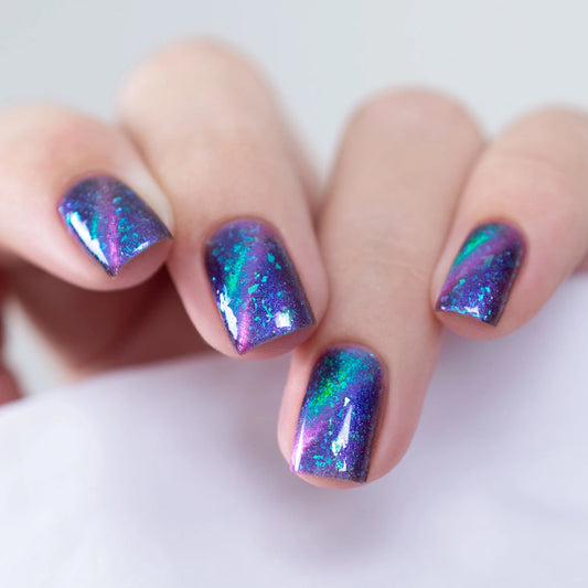 Masura- Daodo Magic Fire Blue with Green flakies Magnetic Nail Polish I Love My Polish