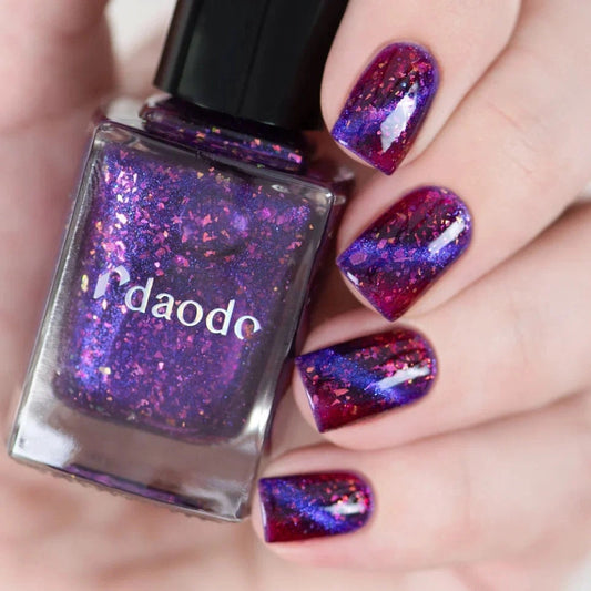 Masura- Daodo Magic Fire Purple with Multichrome flakies Magnetic Nail Polish I Love My Polish