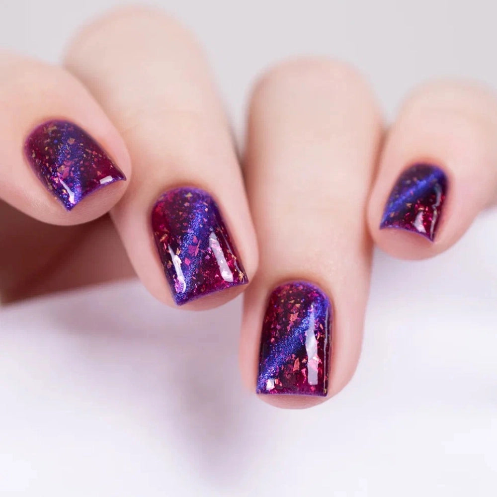 Masura- Daodo Magic Fire Purple with Multichrome flakies Magnetic Nail Polish I Love My Polish