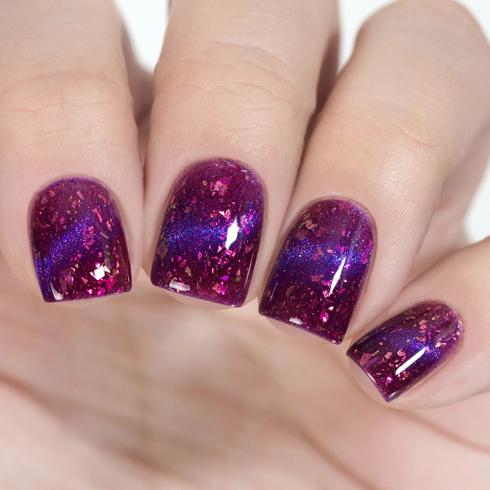 Masura- Daodo Magic Fire Purple with Multichrome flakies Magnetic Nail Polish I Love My Polish
