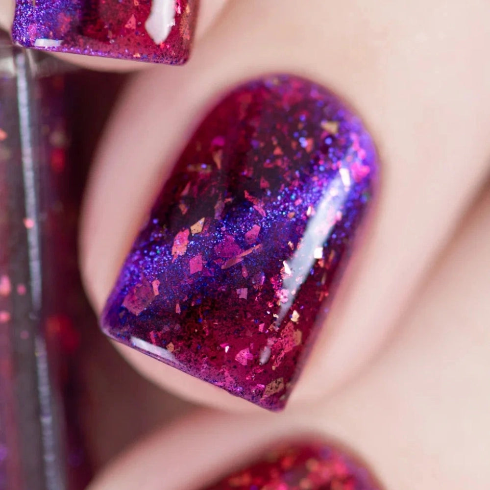 Masura- Daodo Magic Fire Purple with Multichrome flakies Magnetic Nail Polish I Love My Polish
