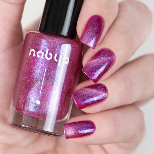 Nabyo Nail Polish- Charlotte A purple jelly nail polish with red-pink shimmer and silver magnetic Nail Polish 
I Love My Polish