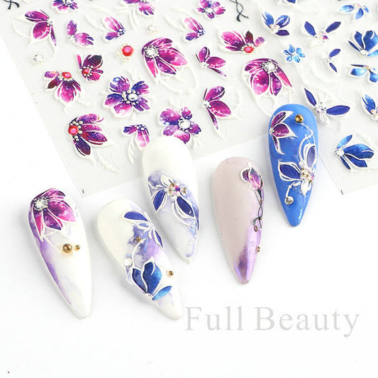 Half Petal Flowers 5D Nail Sticker Sheet