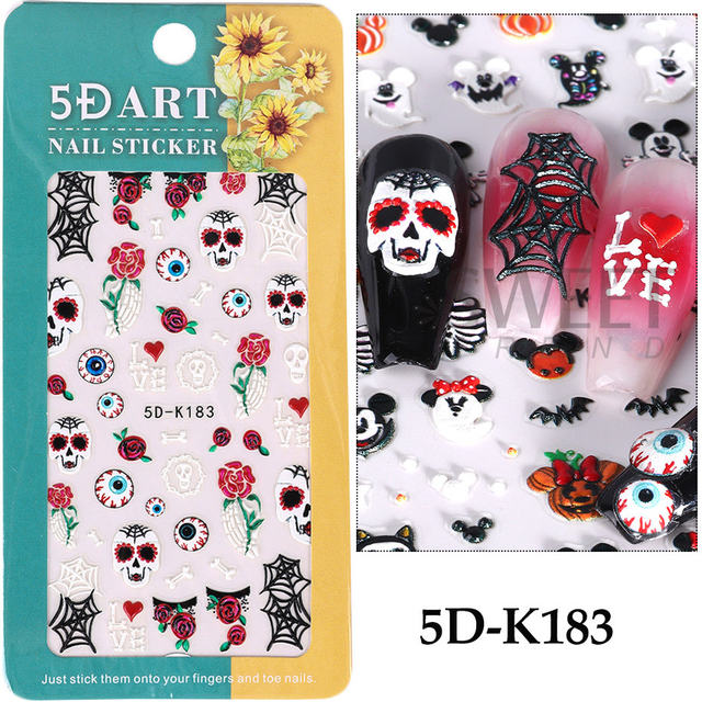 Halloween & Roses 5D Nail Sticker Sheet