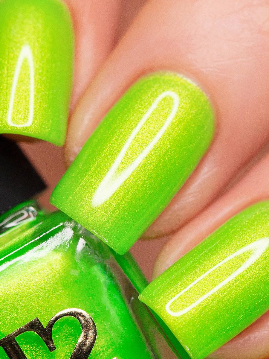 Scriptor- Will-O-the-Wisp Neon Green Nail Polish With Golden Glitter I Love My Polish