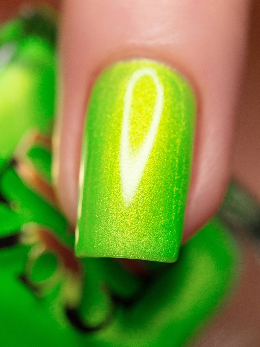 Scriptor- Will-O-the-Wisp Neon Green Nail Polish With Golden Glitter I Love My Polish
