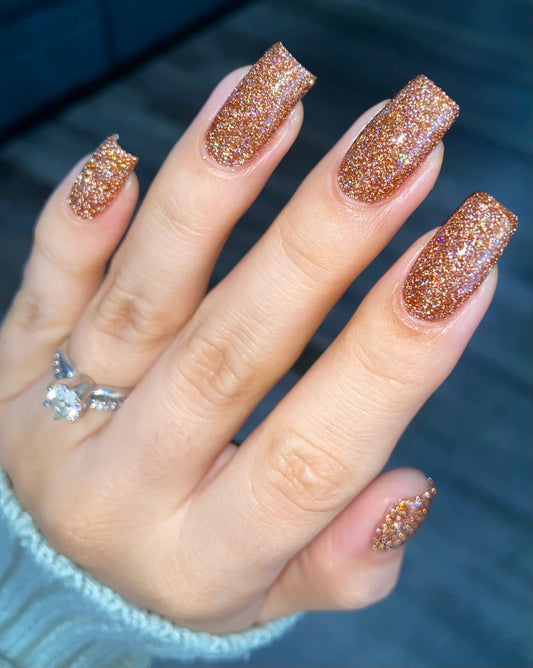 Dam- The Stakes Are Deadly Brown Orange Silver Holographic Reflective Glitter Nail Polish I Love My Polish