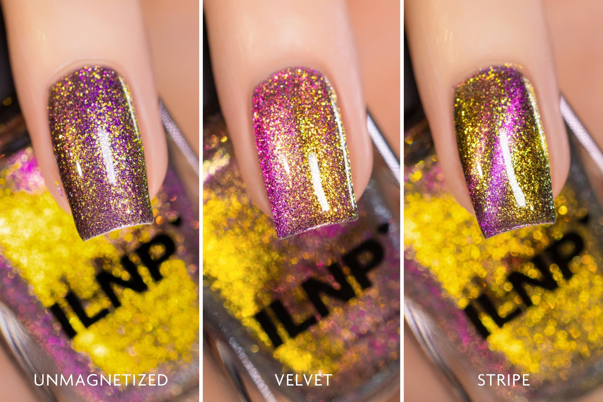 ILNP- Unraveled - Gold to Magenta Magnetic Shimmer Nail Polish I Love My Polish