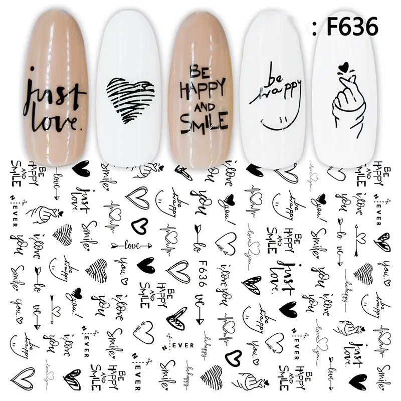 Love , Heart and Letters Nail Sticker for Valentine's Day