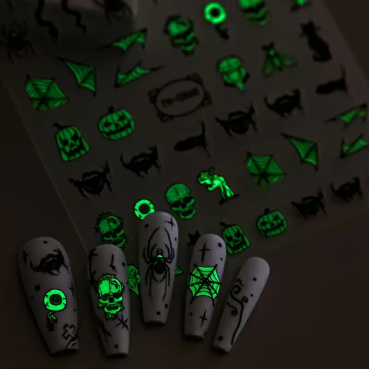 Creepy Snakea and Webs Halloween Nail Art Sticker (Glow in the Dark) I Love My Polish