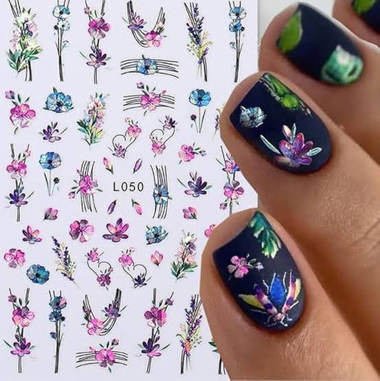 Chameleon Floral Nail Sticker