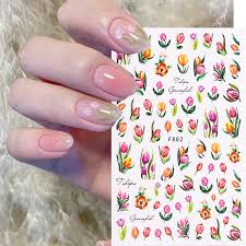 Tulip Floral Spring Chameleon Nail Art Sticker