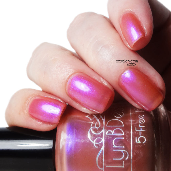 Lynb Design- Wholly Free and Amongst the Stars Peach Blue Iridescent Nail Polish I Love My Polish