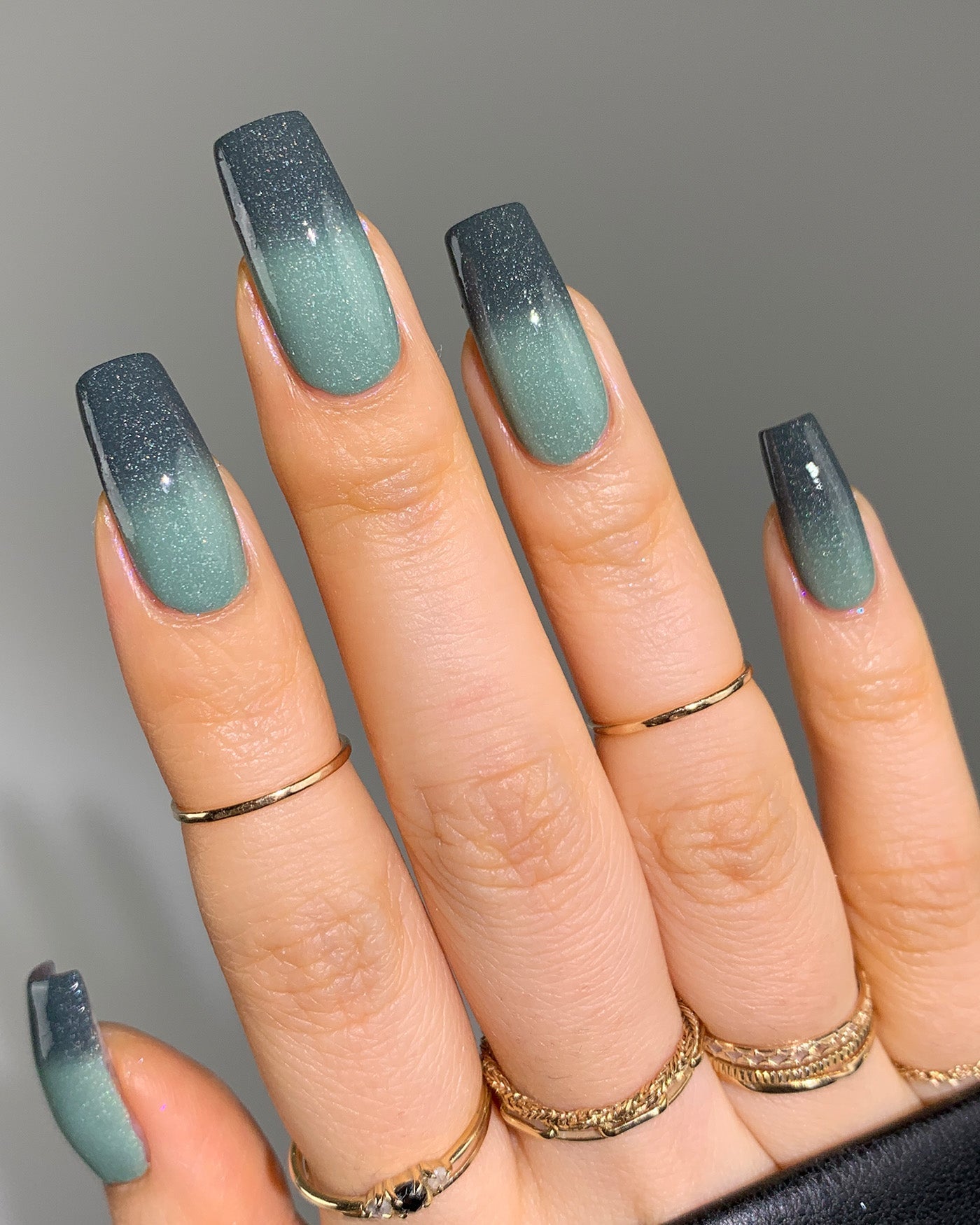 Mooncat- Sagebrush Green Black Thermal Holographic Glitter Nail Polish I Love My Polish