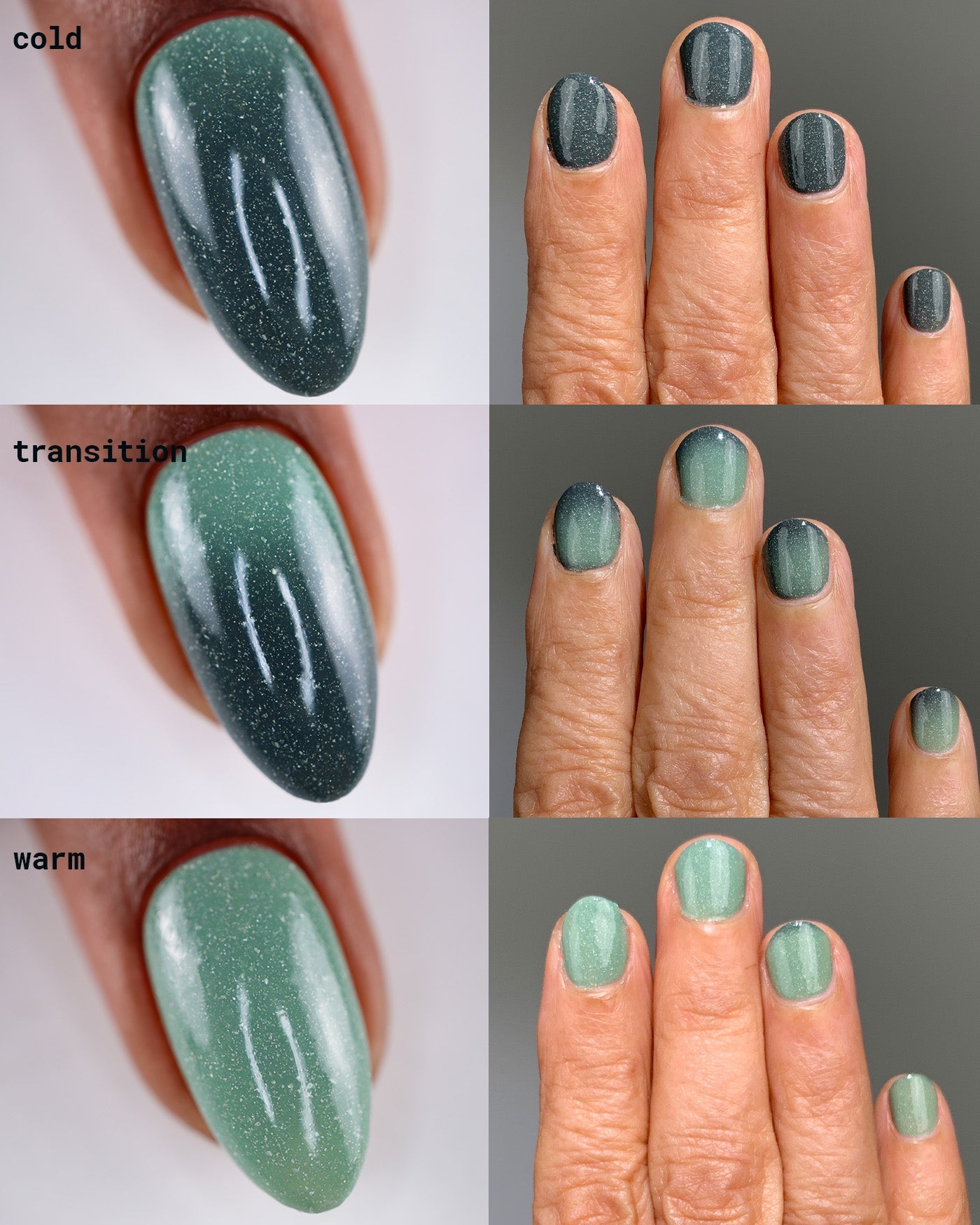 Mooncat- Sagebrush Green Black Thermal Holographic Glitter Nail Polish I Love My Polish