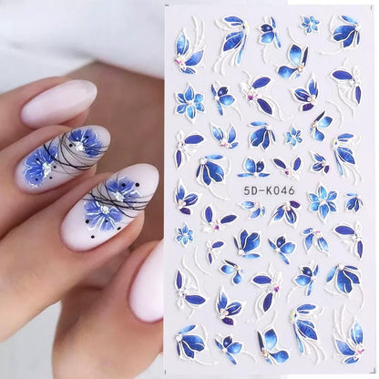 Half Petal Flowers 5D Nail Sticker Sheet