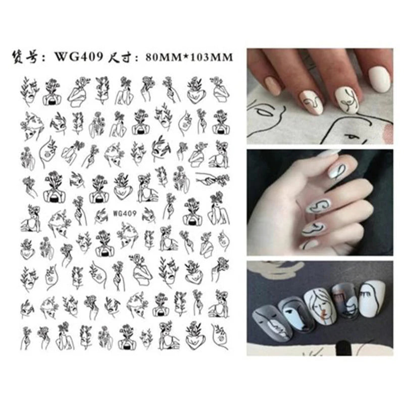 Women Abstract Line Art Nail Stickers