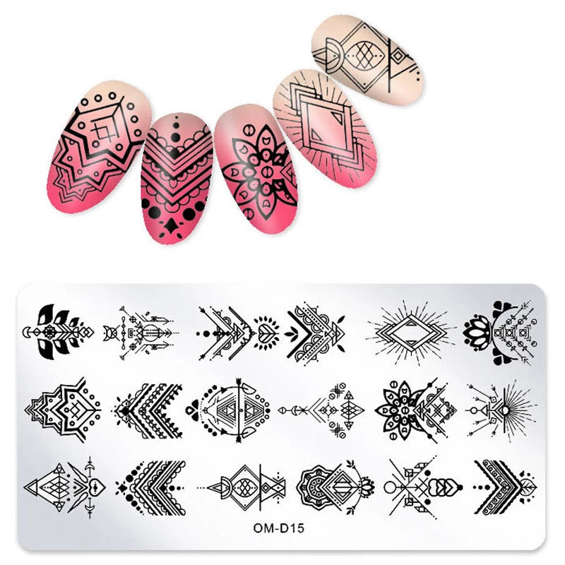 Geometric Design Aztec Nail Art Stamping Plate- OM-D15 I Love My Polish