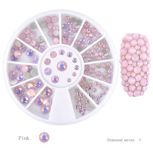 Pink Pastel Color Nail Rhinestone Wheel I Love My Polish