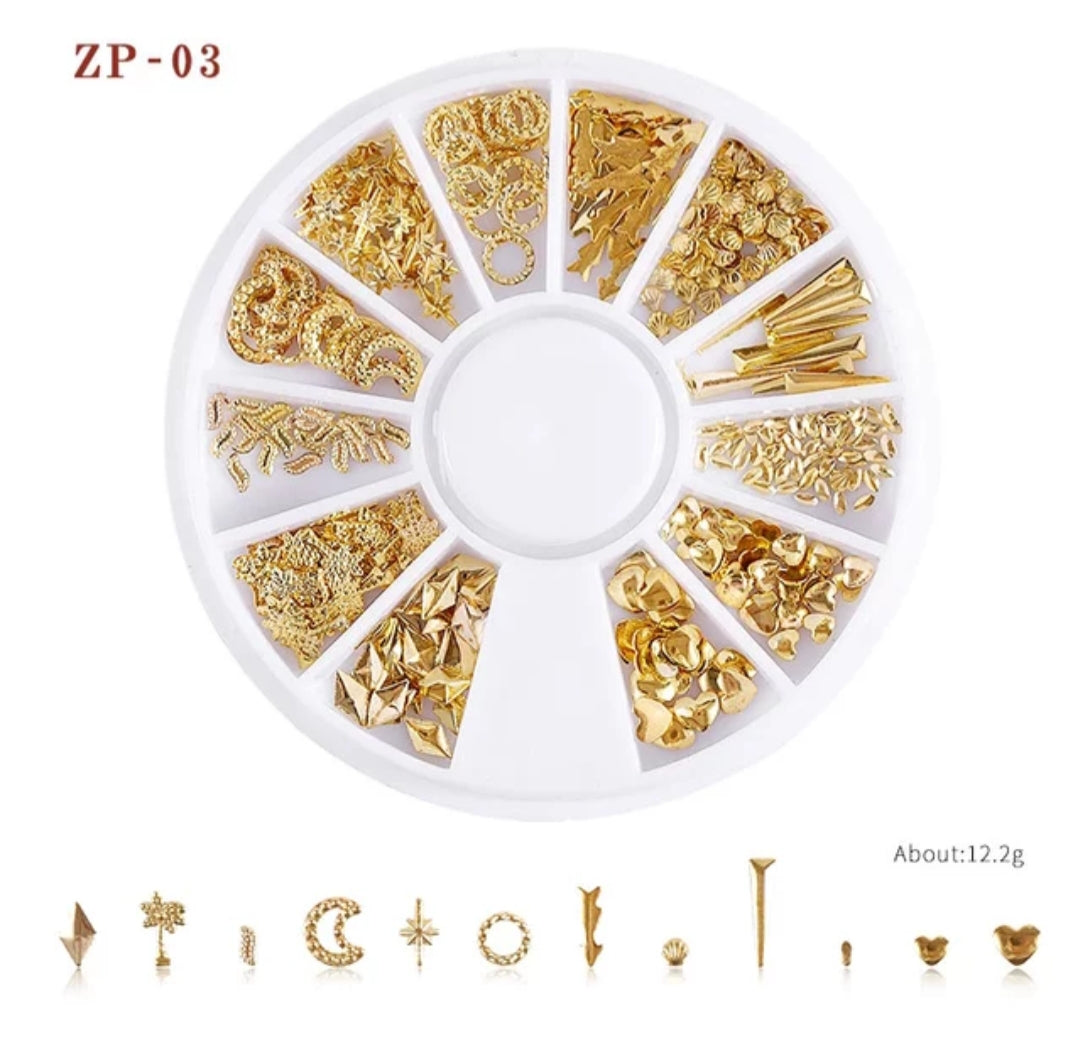 Gold Metal Rivets Nail Wheel (ZP-03) I Love My Polish