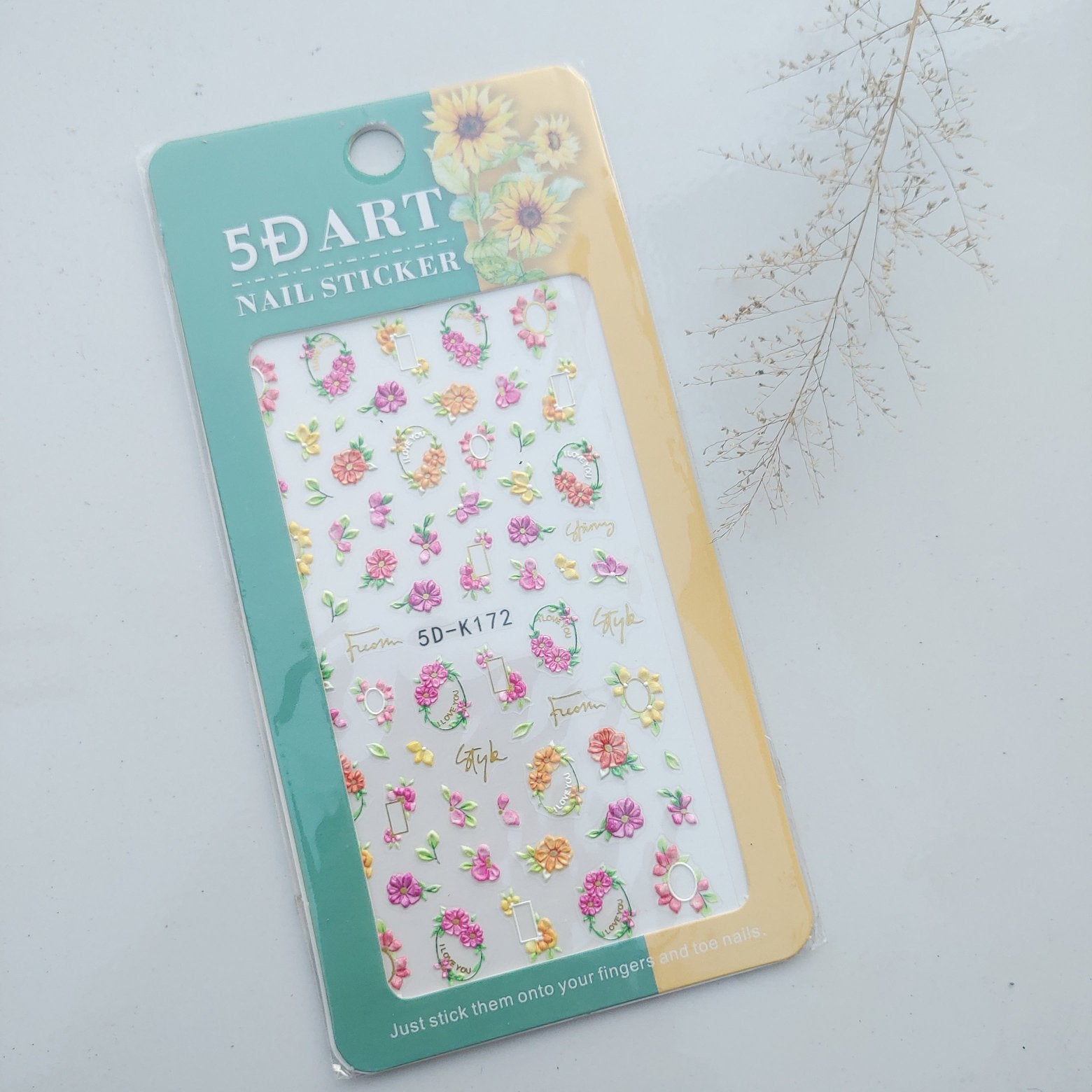 Floral 5D Nail Art Stickers I Love My Polish