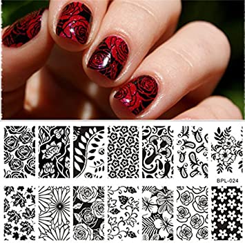 Nail Stamping Plates Nail Polish Template Flower Geometry Manicure Stencils  * | eBay
