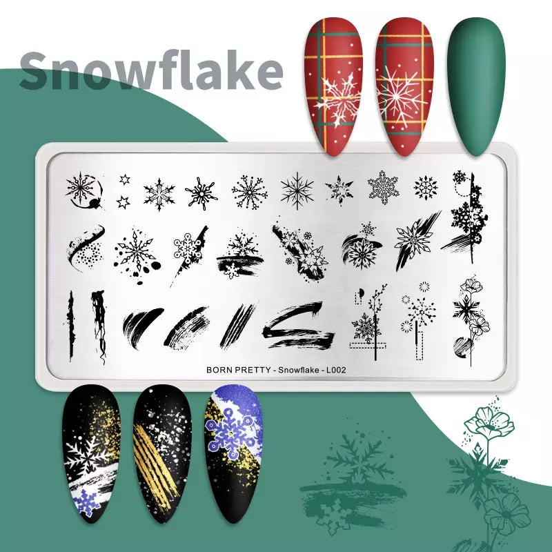 Charming women] 12 Designs 3D Nail Art Stamping Plate Snowflake