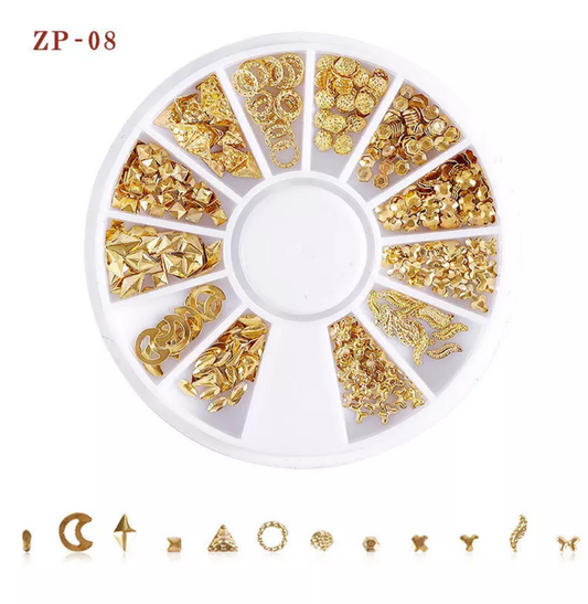 Gold Metal Rivets Nail Wheel (ZP-08) I Love My Polish