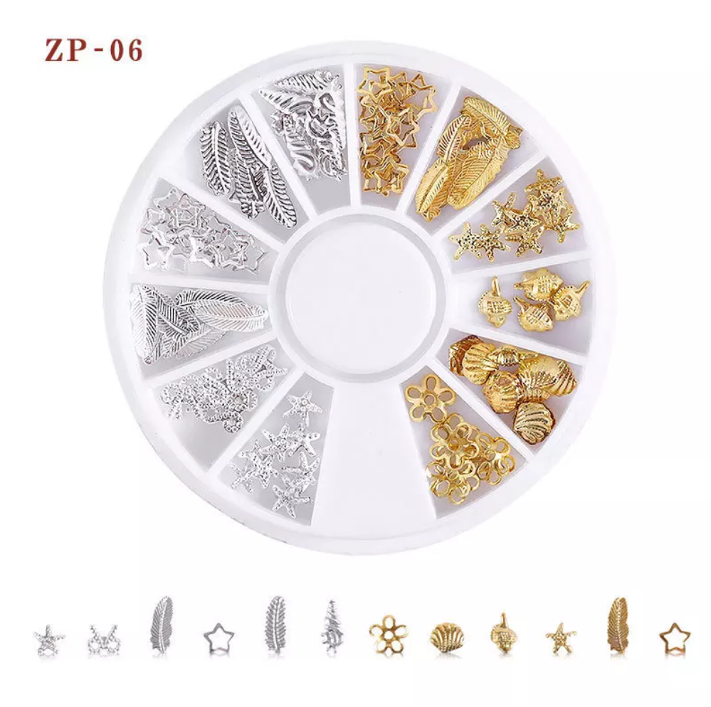Gold and Silver Metal Rivets Nail Wheel (ZP-06) I Love My Polish