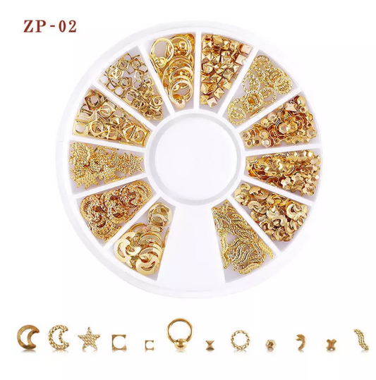 Gold Metal Rivets Nail Wheel (ZP-02) I Love My Polish