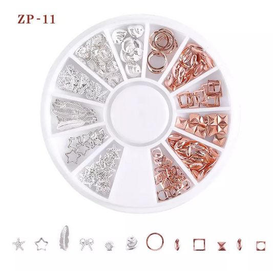 Rose gold and Silver Mixed Metal Rivet Nail Wheel (ZP-11) I Love My Polish