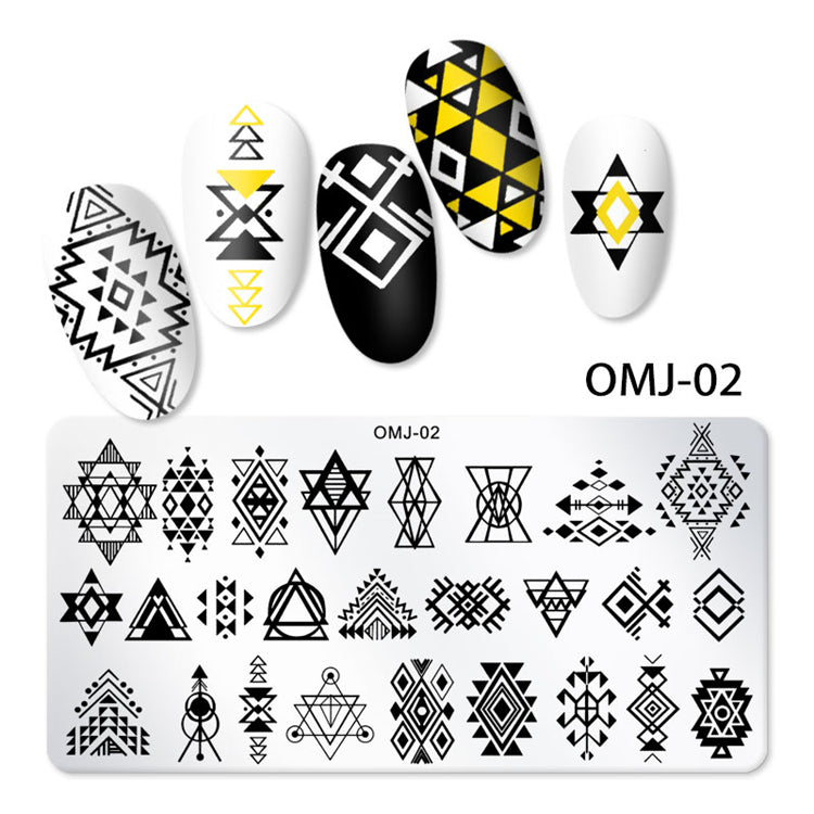 Aztec and Geometric Nail Art Stamping Plate- OMJ-02 I Love My Polish