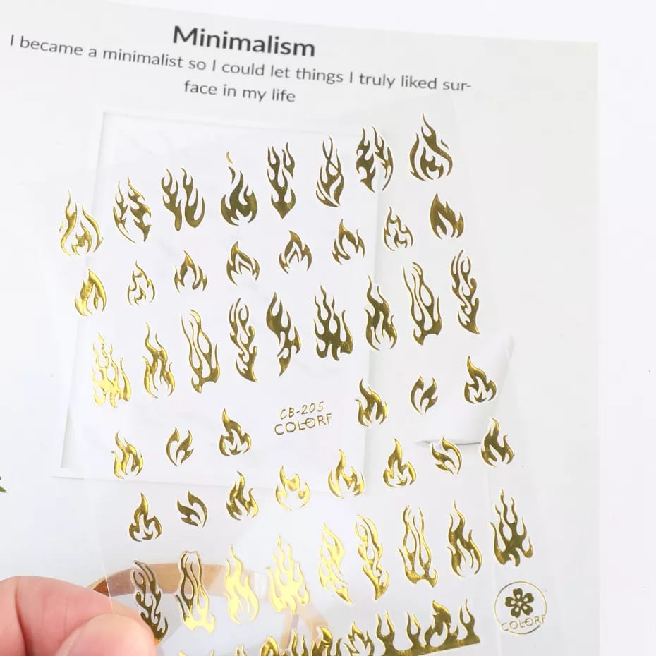 Golden and Black Fire Nail Sticker Sheets Krupali